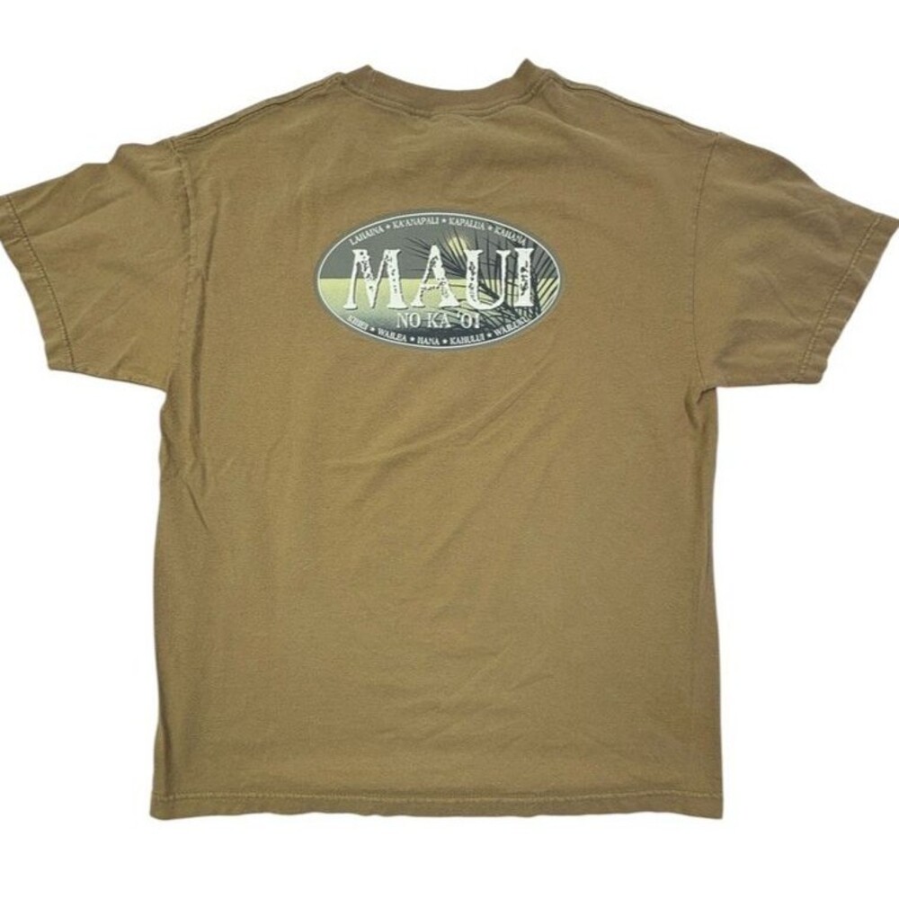 Maui Hawaii No Ka Oi Alstyle Y2K Graphic T Shirt Brown Surf Beach L